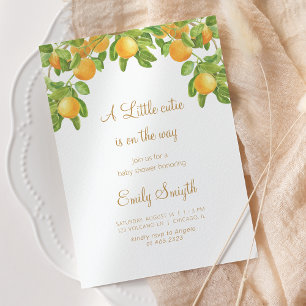 A Little Cutie is on the Way Orange Baby Shower Invitation