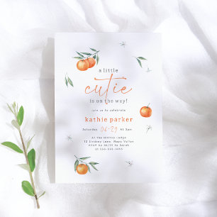 A Little Cutie is on the Way Orange Baby Shower Invitation