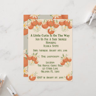 A Little Cutie is On The Way-Orange Blossom-Pastel Invitation