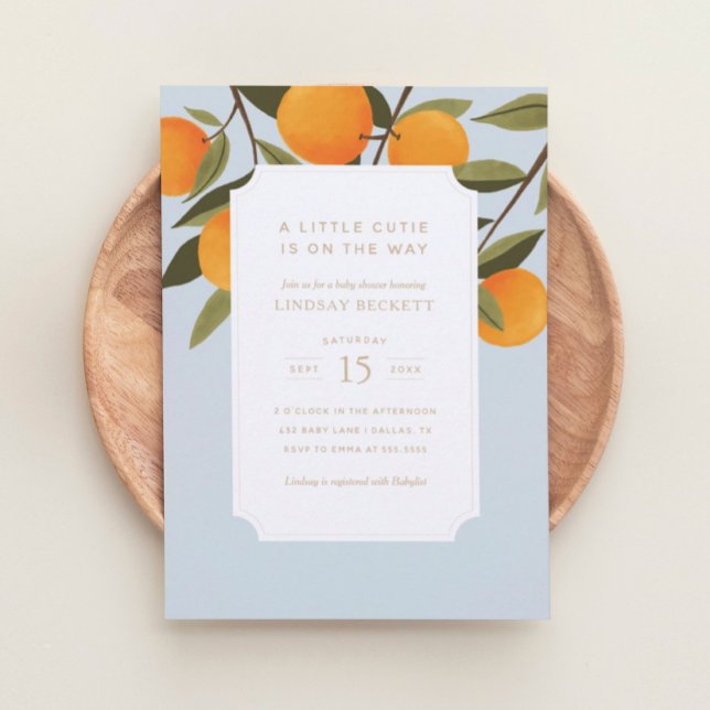 A Little Cutie is on the Way Oranges Baby Shower Invitation (Creator Uploaded)
