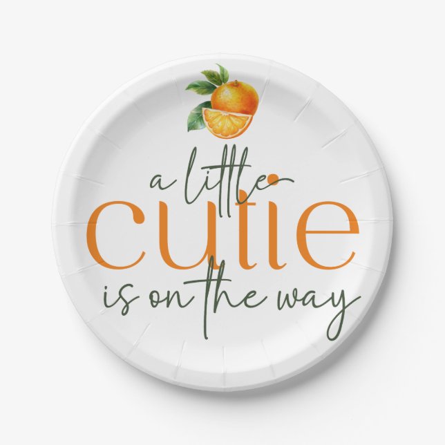 A Little Cutie Is On The Way Plates (Front)