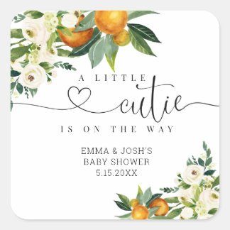 A Little Cutie Is On The Way Square Label