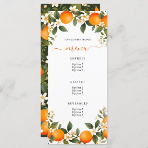 A Little Cutie is on the Way Tangerine Baby Shower Menu