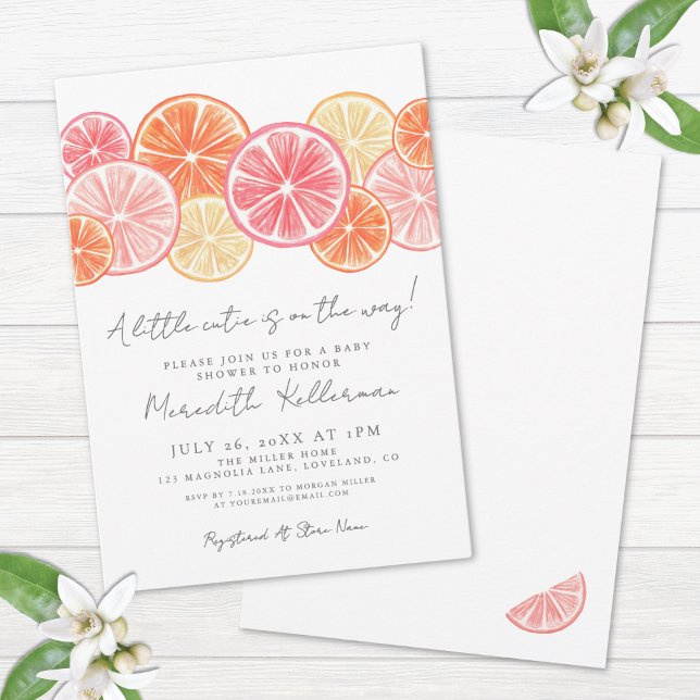 A Little Cutie Minimal Citrus Baby Shower Invitation (A Little Cutie Minimal Citrus Baby Shower Invitation)
