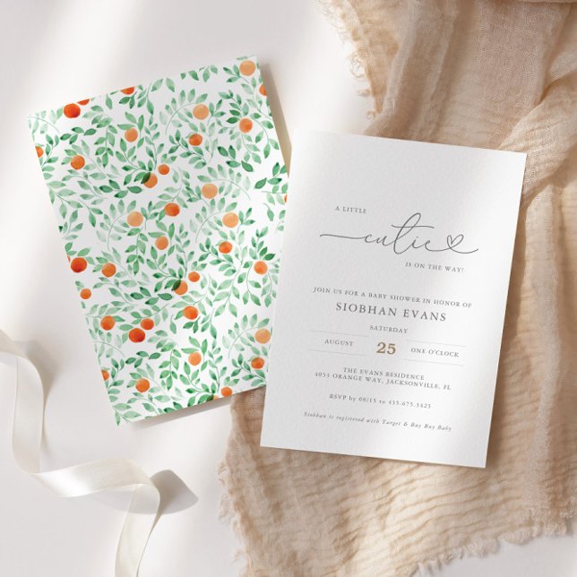 A Little Cutie Modern Baby Shower Invitation (Creator Uploaded)