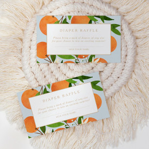 A Little Cutie   Modern Blue Citrus Diaper Raffle Enclosure Card