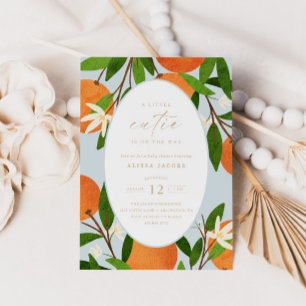 A Little Cutie Modern Blue Neutral Baby Shower Invitation