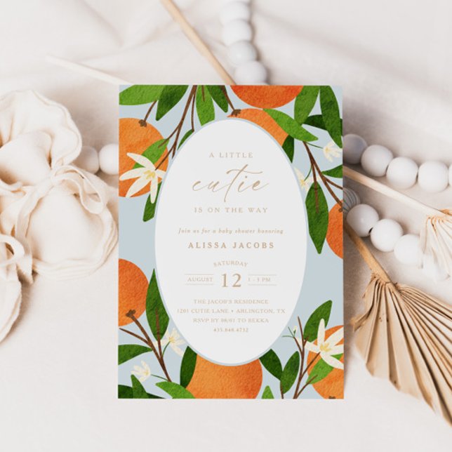 A Little Cutie | Modern Blue Neutral Baby Shower Invitation (Creator Uploaded)