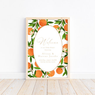A Little Cutie | Modern Citrus Welcome Sign Poster