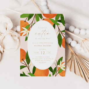 A Little Cutie Modern Pink Neutral Baby Shower Invitation