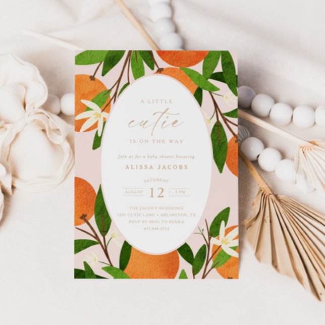 A Little Cutie | Modern Pink Neutral Baby Shower Invitation (Creator Uploaded)