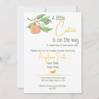 A Little Cutie on its way Baby BOY Shower invite