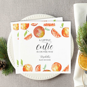 A Little Cutie on the Way Baby Shower Orange Napkin