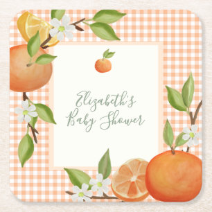 A Little Cutie On The Way Baby Shower Square Paper Coaster