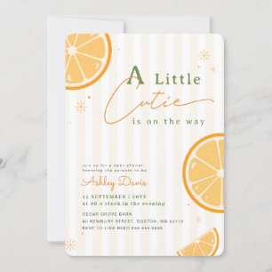 A Little Cutie on the Way Orange Baby Shower Invitation