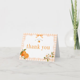 A Little Cutie On The Way Orange Baby Shower Thank You Card