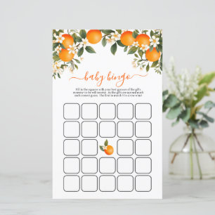 A Little Cutie Orange Baby Shower bingo game