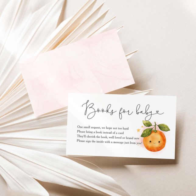 A Little Cutie Orange Baby Shower Books For Baby Enclosure Card (Creator Uploaded)