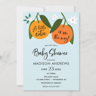 A Little Cutie Orange Baby Shower Invitation
