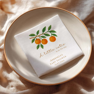 A Little Cutie Orange Baby Shower Napkin