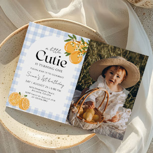 A Little Cutie Orange Citrus 1st Birthday Photo Invitation