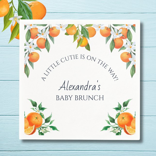 A Little Cutie Orange Citrus Baby Brunch Napkin (Creator Uploaded)