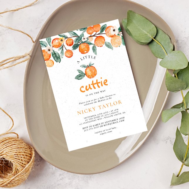 A little Cutie Orange Citrus Baby Shower Invitation (Creator Uploaded)