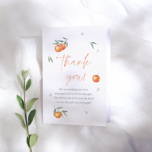 A Little Cutie Orange Citrus Baby Shower Thank You Card (Creator Uploaded)