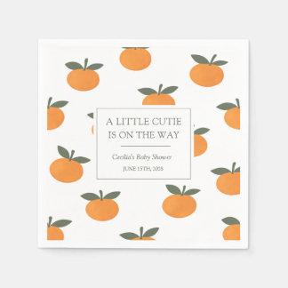 A Little Cutie Orange Gender Neutral Baby Shower Napkin