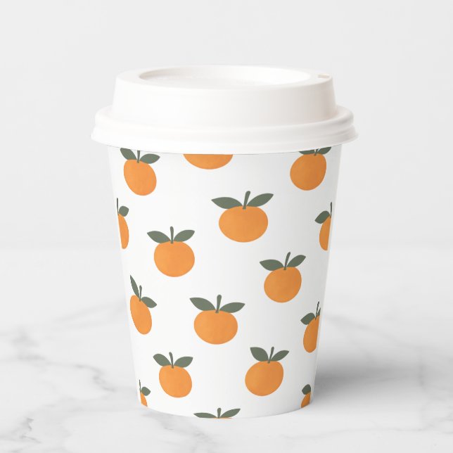 A Little Cutie Orange Gender Neutral Baby Shower Paper Cups (Front)