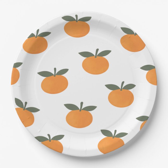 A Little Cutie Orange Gender Neutral Baby Shower Paper Plate (Front)