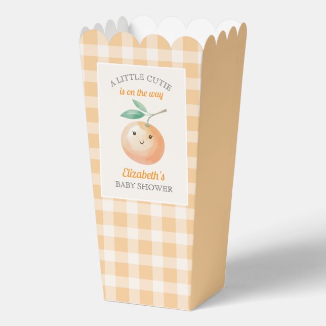 A Little Cutie Orange Gingham Citrus Baby Shower Favour Box (Front)