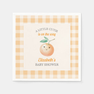 A Little Cutie Orange Gingham Citrus Baby Shower Napkin