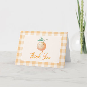 A Little Cutie Orange Gingham Citrus Baby Shower Thank You Card