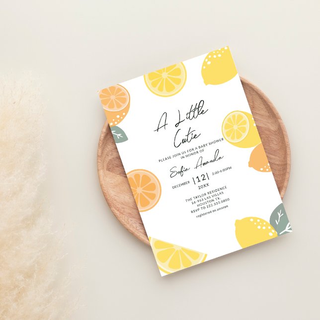 A Little Cutie Pastel Citrus Baby Shower Invitation (Creator Uploaded)