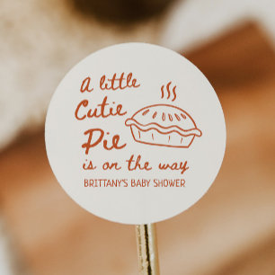 A Little Cutie Pie Baby Shower Favour Classic Round Sticker