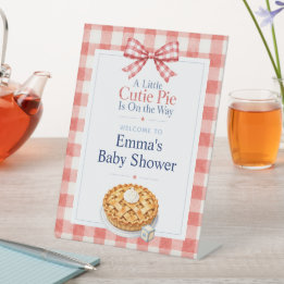 A Little Cutie Pie Baby Shower Welcome Pedestal Sign