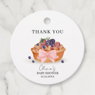 A Little Cutie Pie Berry Bow Baby Shower Thank You Favour Tags