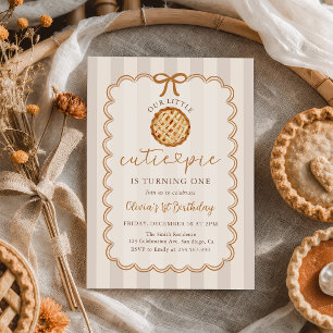 A Little Cutie Pie Fall 1st Birthday Invitation