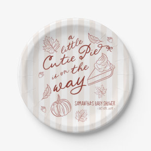 A Little Cutie Pie Fall Baby Shower Pumpkin Paper Plate