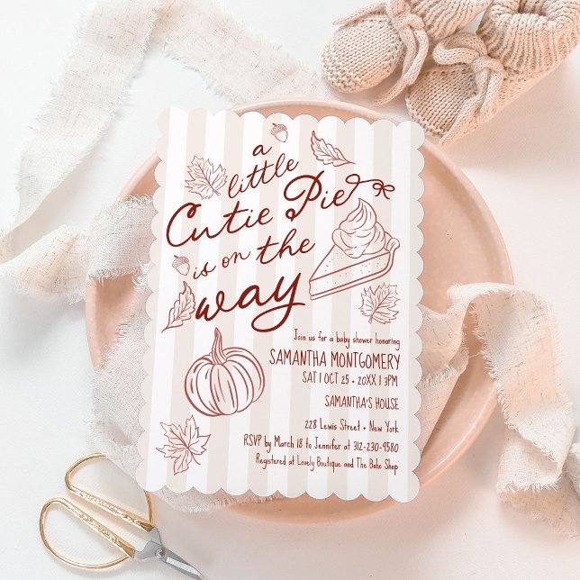 A Little Cutie Pie Fall Baby Shower Rustic Invitation (Creator Uploaded)