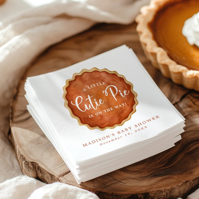 A Little Cutie Pie Fall Pumpkin Baby Shower Napkin (Creator Uploaded)