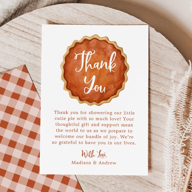 A Little Cutie Pie Fall Pumpkin Baby Shower Thank You Card (Creator Uploaded)