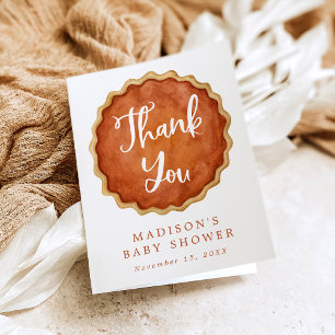 A Little Cutie Pie Fall Pumpkin Baby Shower Thank You Card