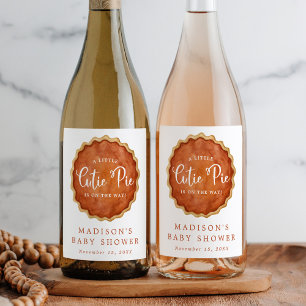 A Little Cutie Pie Fall Pumpkin Baby Shower Wine Label