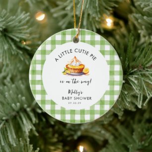 A Little Cutie Pie Gingham Baby Shower Keepsake  Ceramic Tree Decoration