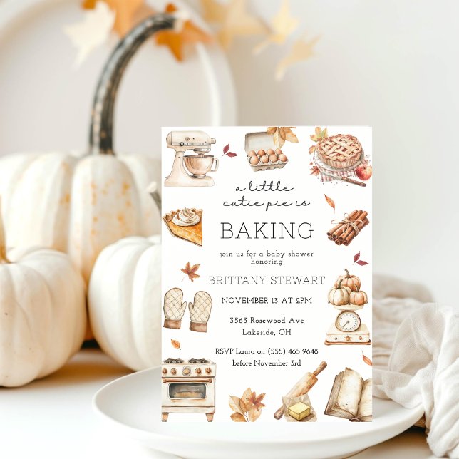 A Little Cutie Pie Is Baking Autumn Baby Shower  Invitation (A Little Cutie Pie Is Baking Autumn Baby Shower Invitation)