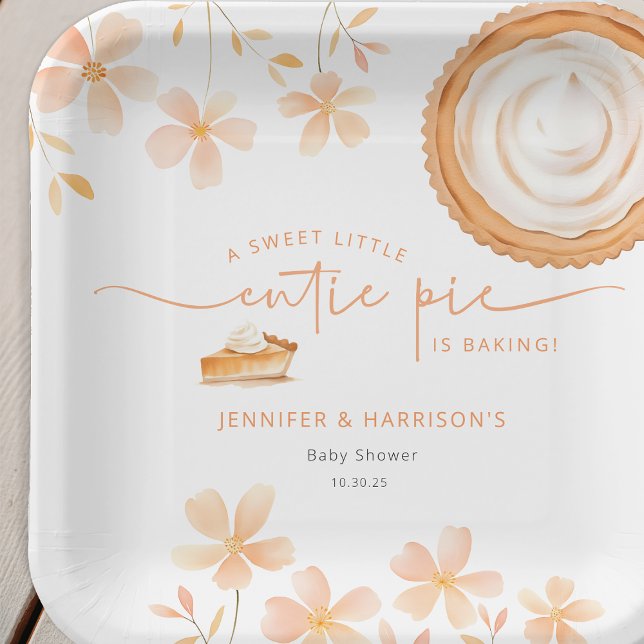 A Little Cutie Pie Is Baking | Baby Shower Paper Plate (Creator Uploaded)