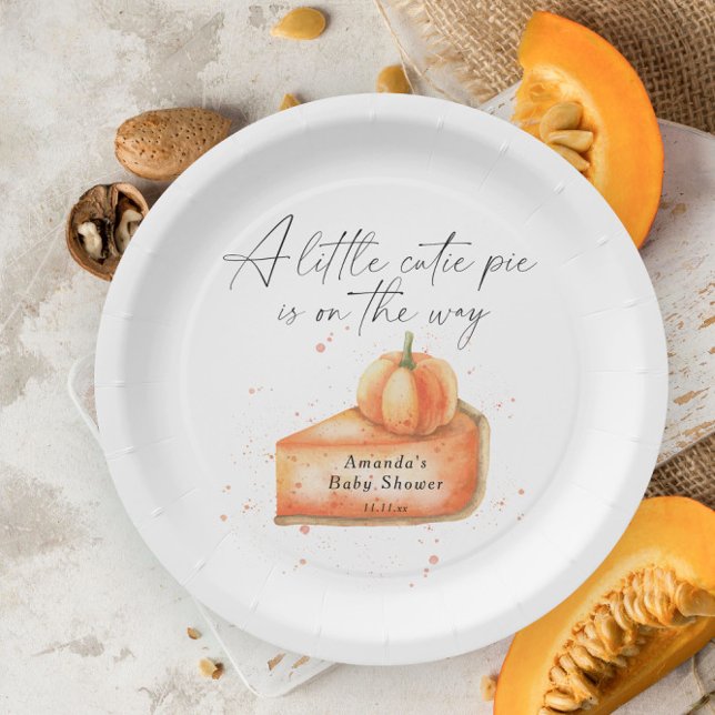 "A little cutie pie is on the way" baby shower Paper Plate (Creator Uploaded)