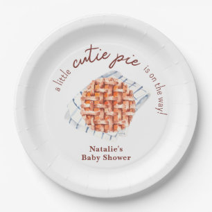 A Little Cutie Pie Is On The Way Baby Shower Paper Plate
